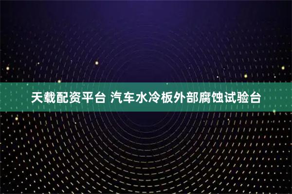 天载配资平台 汽车水冷板外部腐蚀试验台