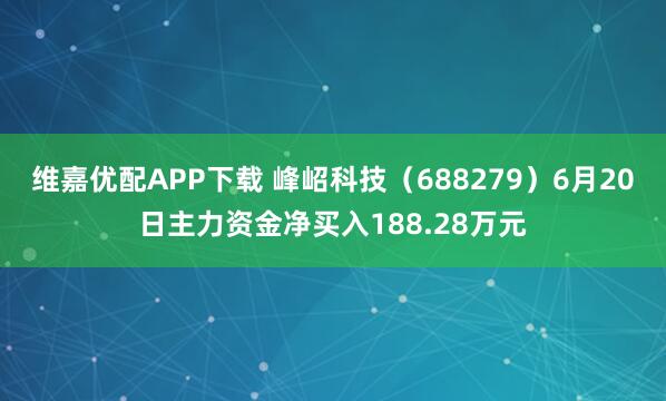 维嘉优配APP下载 峰岹科技（688279）6月20日主力资金净买入188.28万元